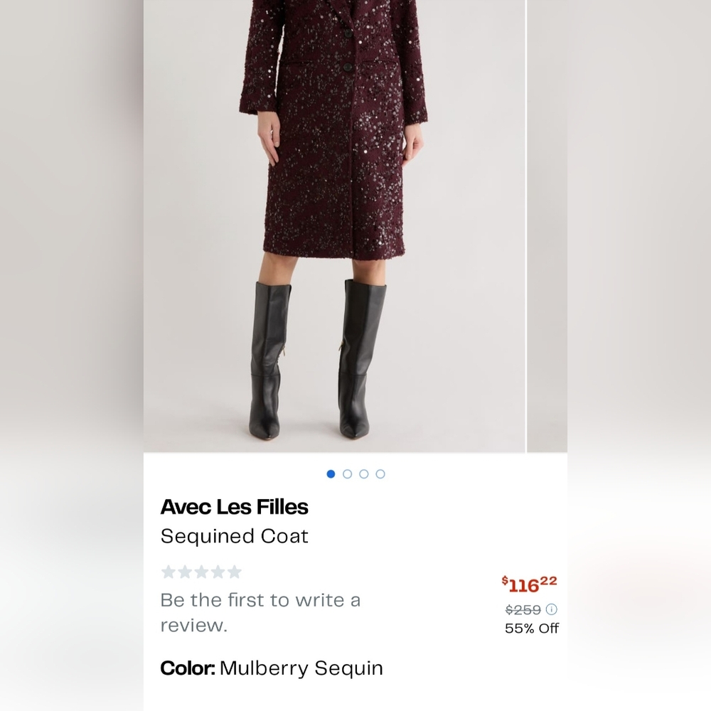 New Avec Les Filles Burgundy Sequin Dressy Coat - Picture 3 of 9